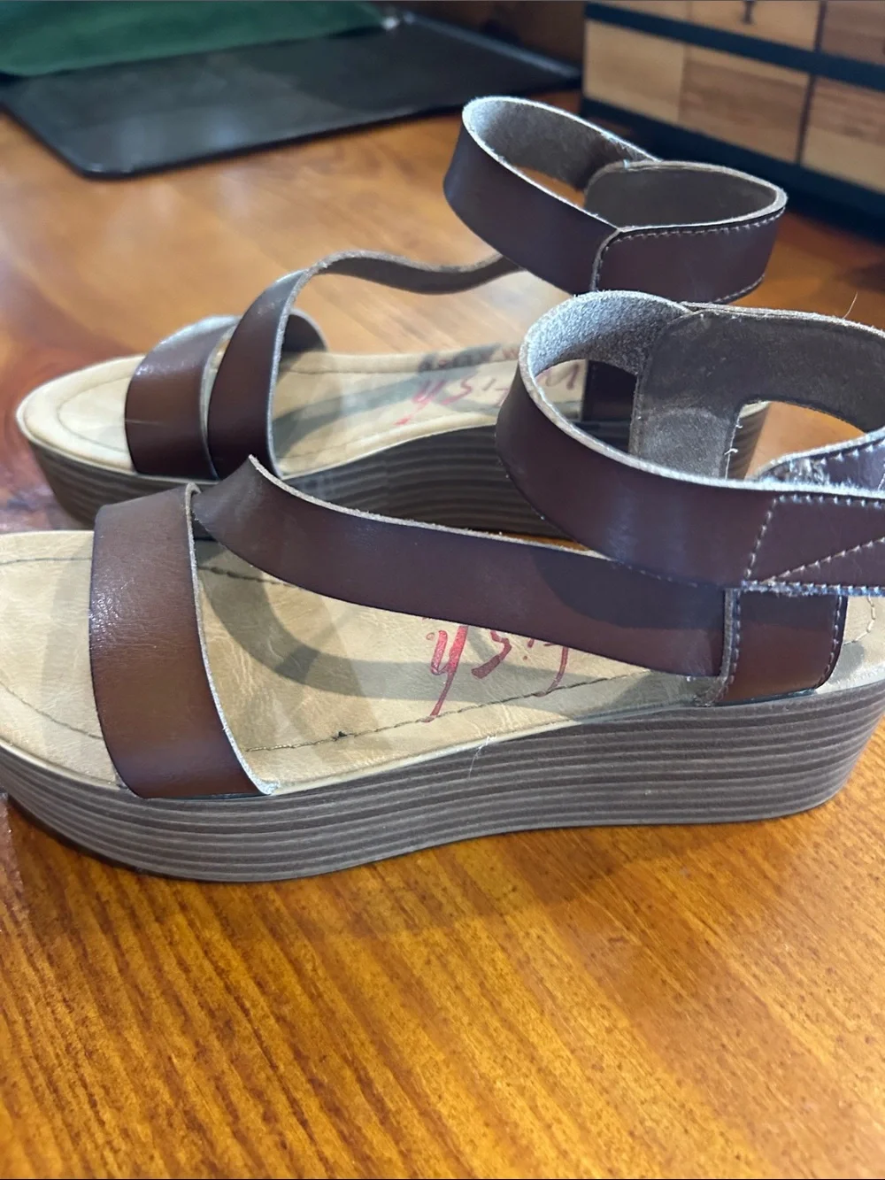 Blowfish Brown Leather Strappy Ankle Sandals
